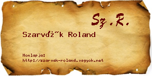 Szarvák Roland névjegykártya